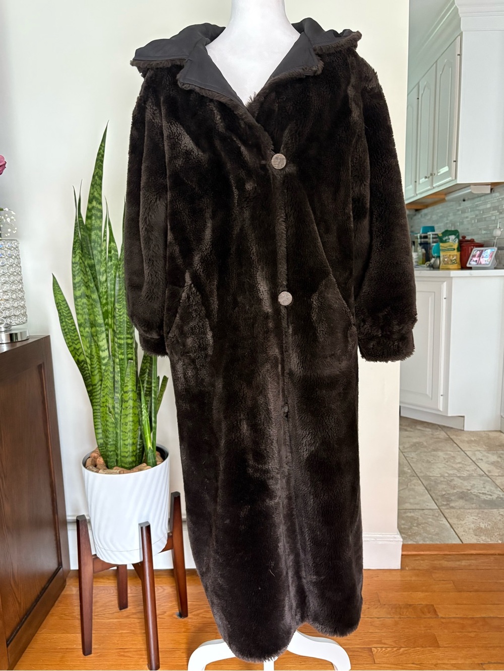 🎾Reversible Long Faux Fur Coat with Hood